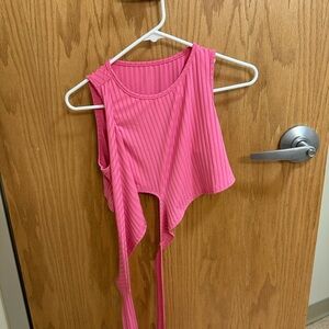 Pink Ribbed Crop Top